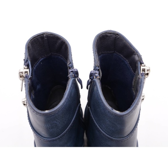 2 Lips Too Ankle Boots Womens 6.5 Blue Faux Leather Zipper Accent Too Bay Bootie - Picture 9 of 12